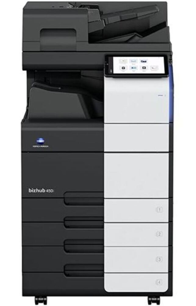 KONICA MINOLTA bizhub 450i
辦公室設備推薦bizhub 450i多功能黑白影印機，簡化作業流程、打造數位化、直覺化的智能辦公型態，精細的印刷輸出品質。 Konica Minolta i系列多功能彩色影印機，人性化且創新的設計榮獲德國紅點設計獎。